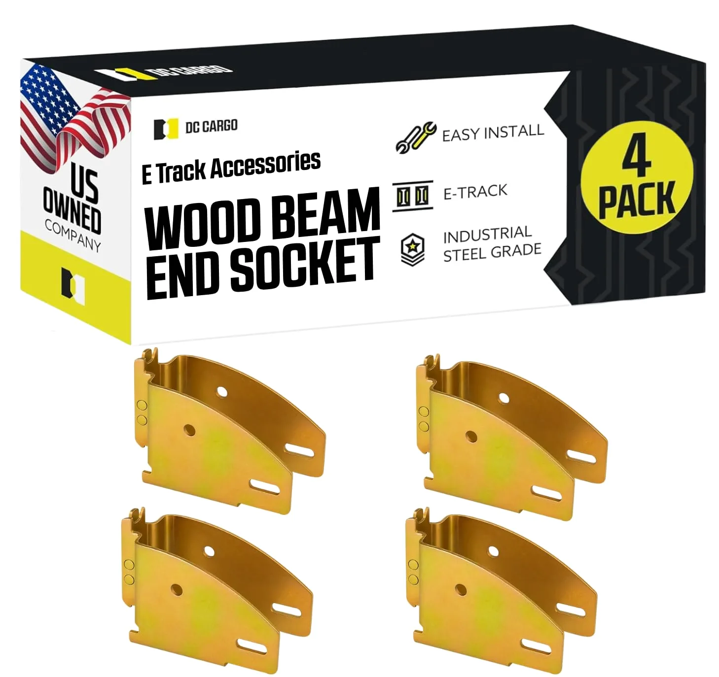 DC Cargo Mall E Track Wood Beam End Socket Shelf Brackets Accessories (4 Pack) - Fit with 2x4 2x6 Add Removable Etrack Load Lock Bar for Enclosed Trailers - Zinc-Coated Steel