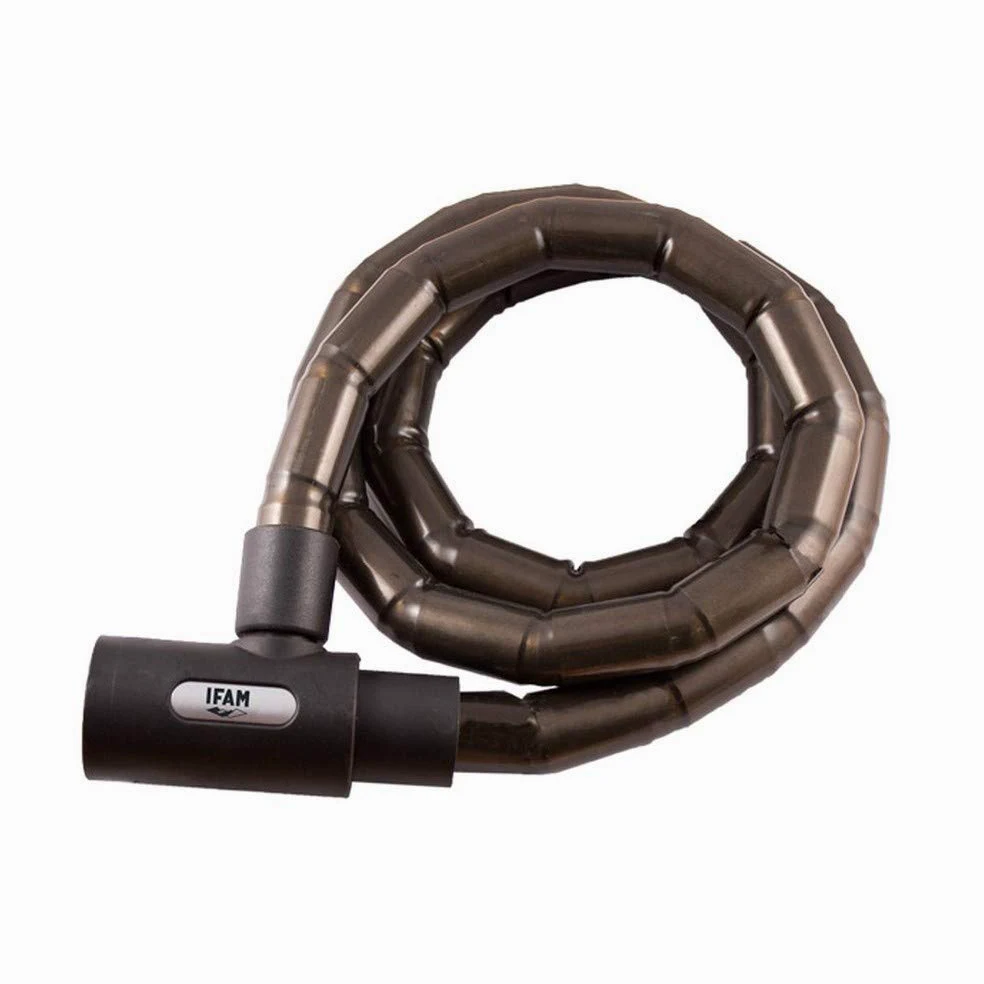 IFAM Antirrobo de Rótulas Moto Modelo Slide, Cable de Acero Reforzado con Blindaje Articulado, 1.50 MT Longitud, Candado Articulado Pitón Alta Flexibilidad, Color Gris, Seguridad y Protección