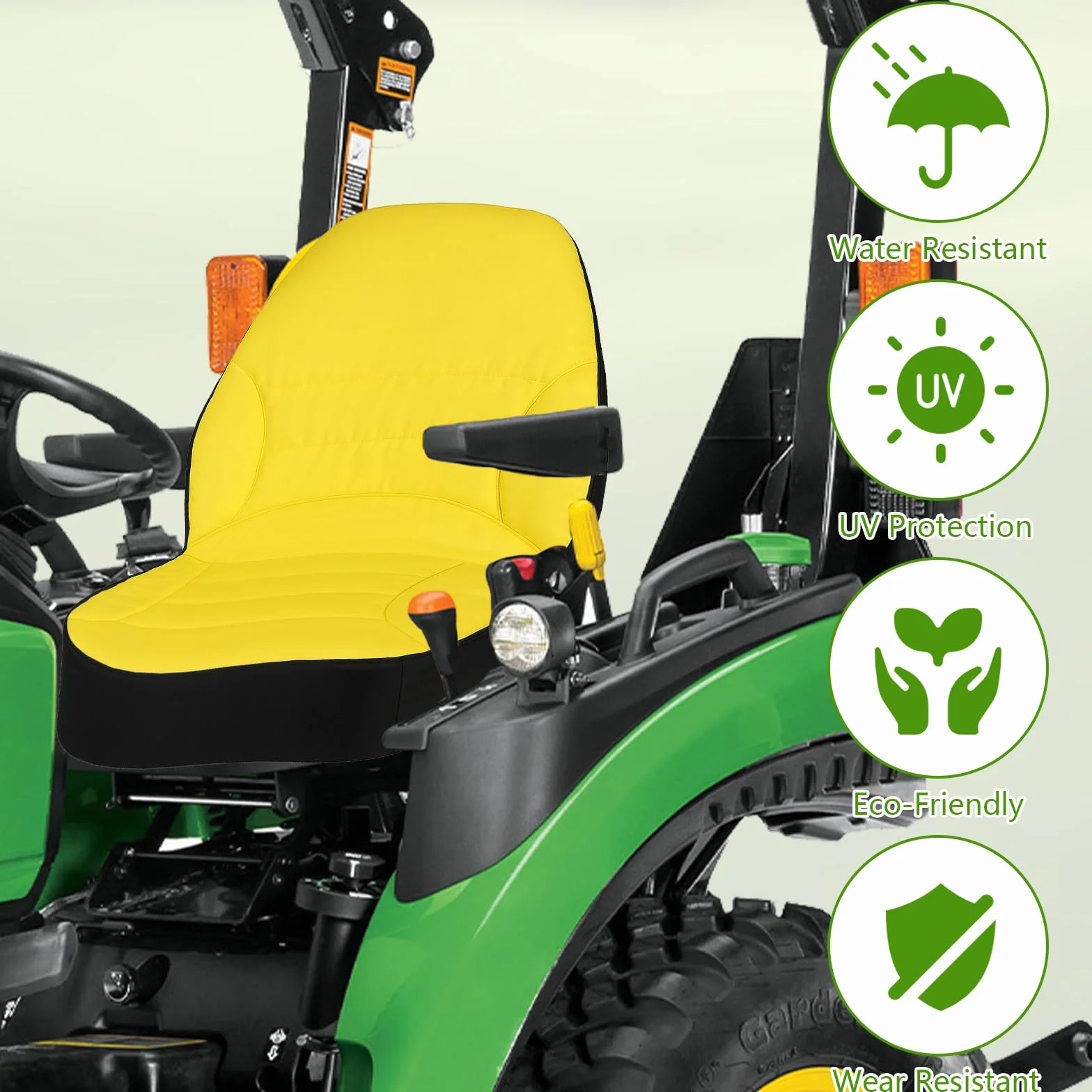 Funda de Asiento para cortacésped Tractor, Tela Oxford 300D, Funda LP68694 Compatible con John Deere Tractor & Gator 1025R 2025R, Resistente a la Intemperie hasta 45 × 12 cm