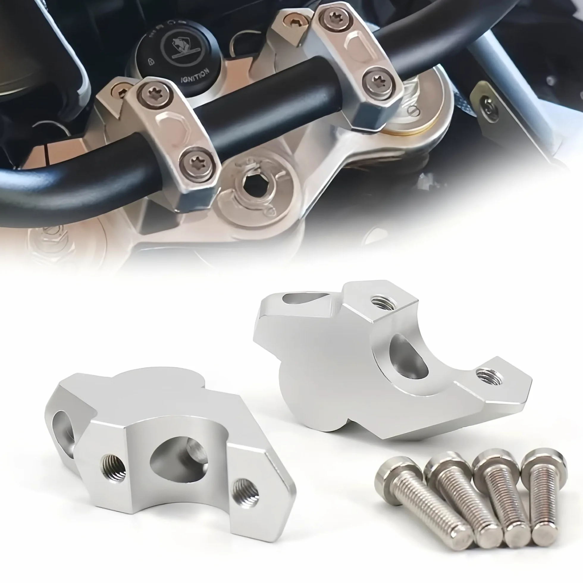 Para Voge 900 DSX Montaje de Barra de Manillar Elevad Bar Abrazadera Plateada Accesorios para Moto