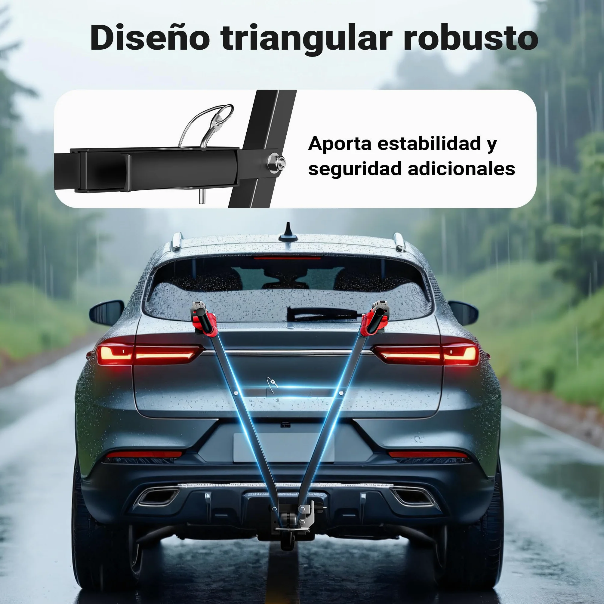 Wiltec Portabicicletas de Bola para 3 plazas – Soporte Resistente hasta 45 kg, Estructura de Acero Q235, instalación fácil, Transporte Seguro y Estable, Ideal para Coches y autocaravanas.