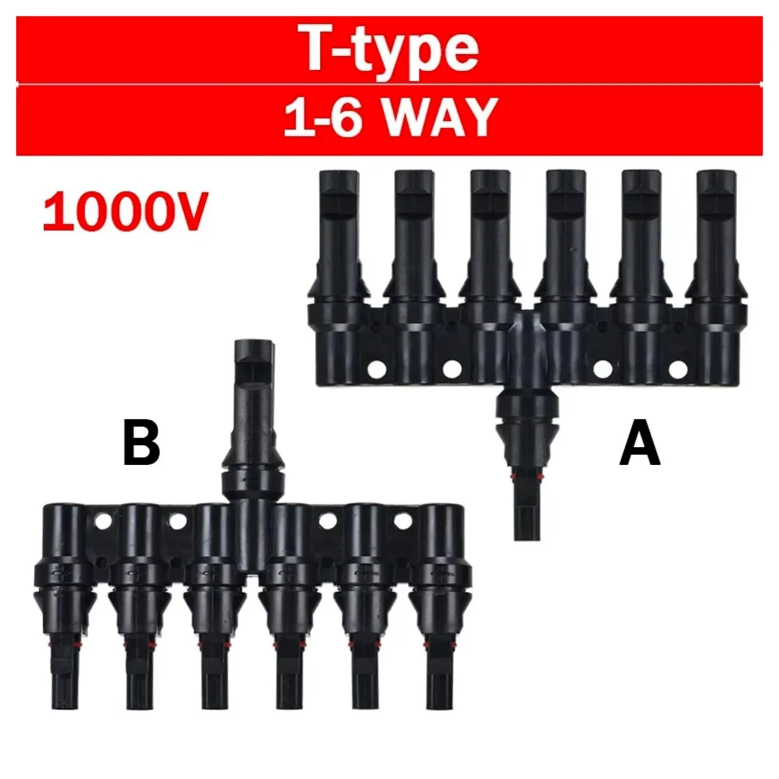 Conector solar fotovoltaico Y/T tipo 30A 1000V 3 4 5 6 Kit de rama 7 vías for Cable PV/MC módulo batería 2,5/4/6mm²(MC4-T7,5 SETS)
