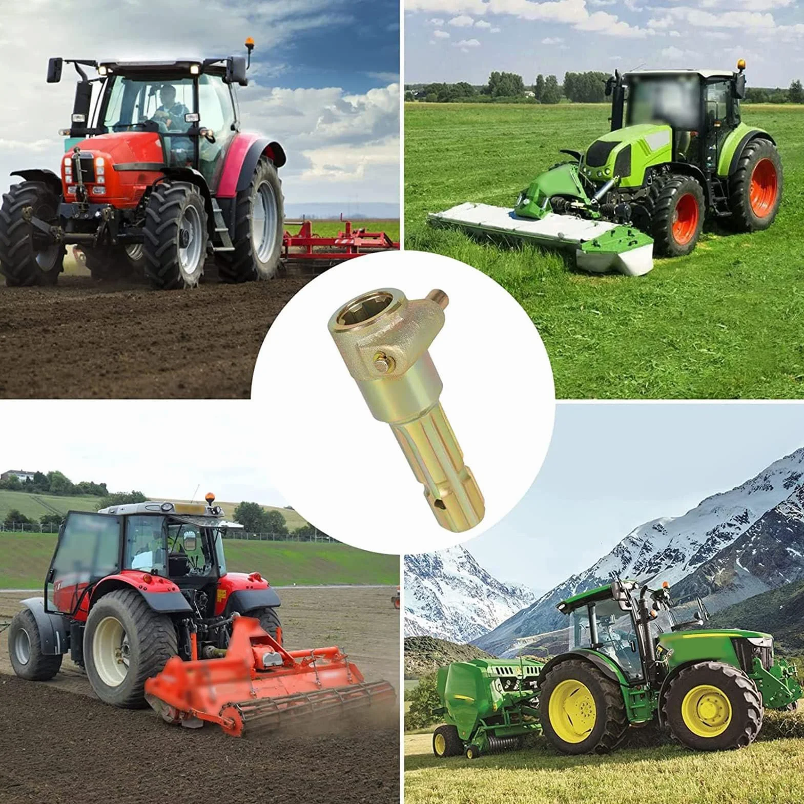 Adaptador PTO para Tractor 1 3/8 Pulgadas 6 Estrías Hembra y Macho Extensor