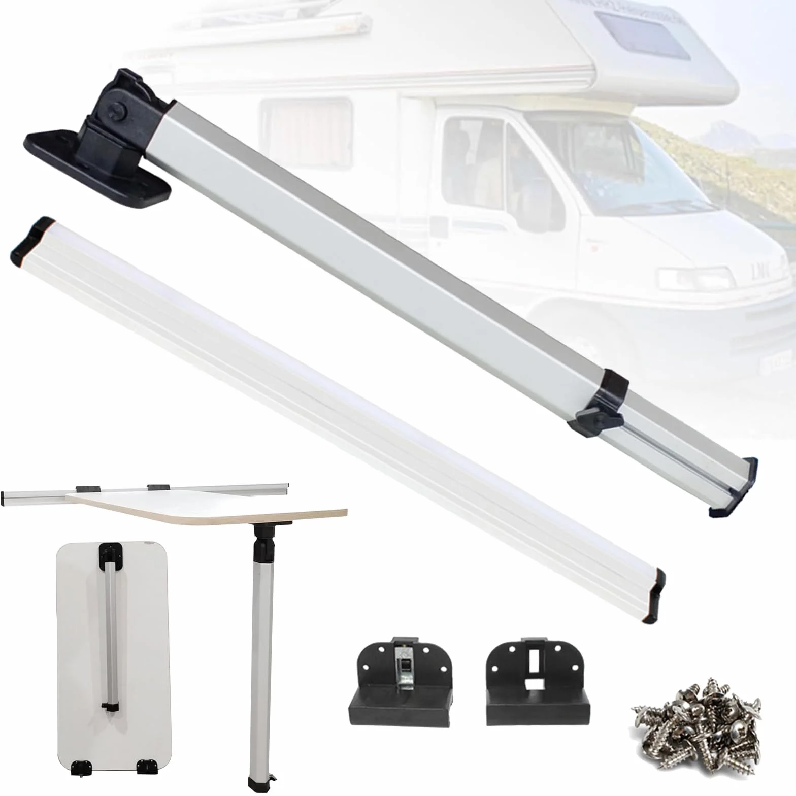 Pata De Mesa Extraíble Y Riel Deslizante Para Autocaravanas Y Yates, Pata De Mesa Plegable 51,5-78 cm Telescópica Para Autocaravanas Rieles Guía De 50 cm Soporte De Base Para Mesa De Autocaravana