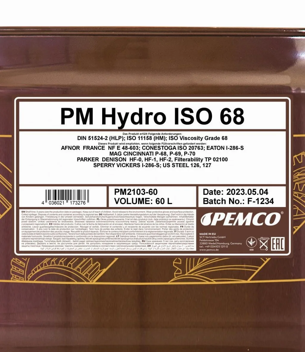 PEMCO Aceite hidráulico PM2103-60 60L Barril