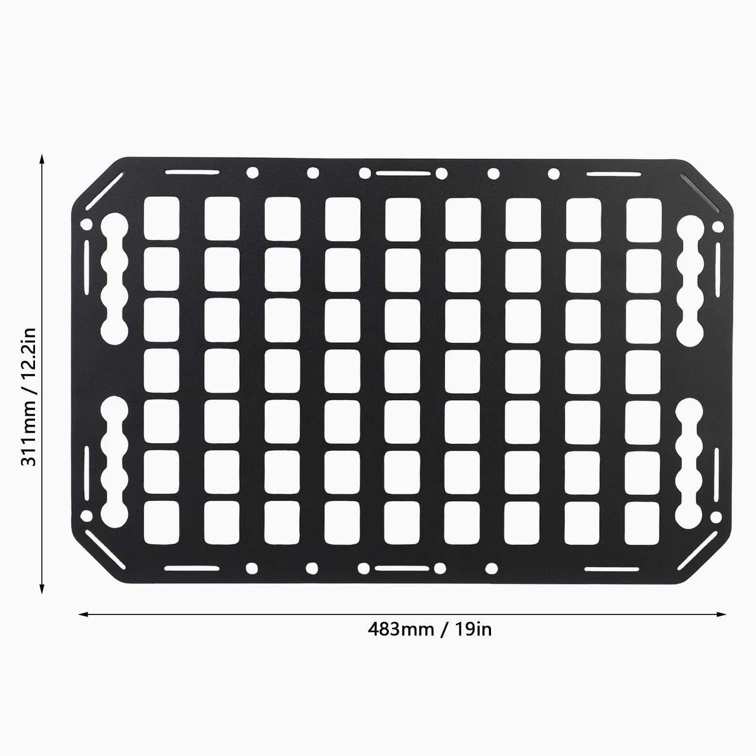 Akozon Panel Molle de Camión de Aleación de Aluminio Multifuncional, Organizador de Almacenamiento de Vía L para Automóviles, SUV, RVs, 483x311x2mm