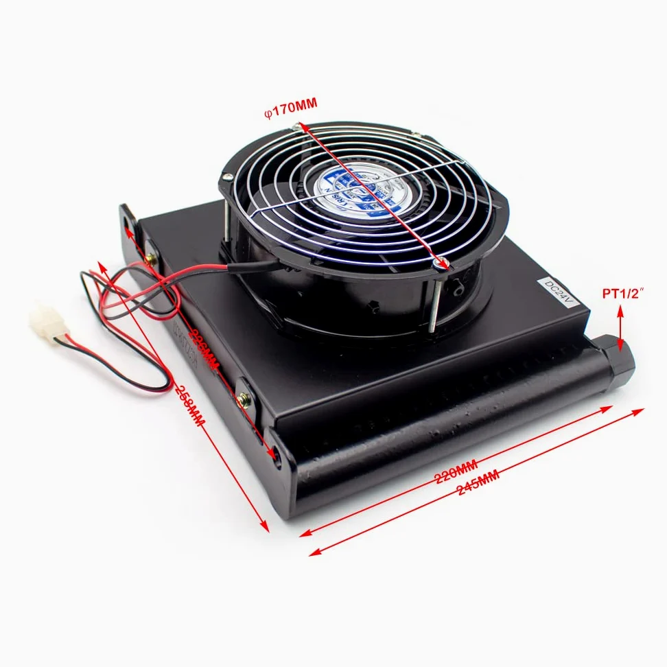 Enfriador de Aire de Aleación de Aluminio Hidráulico AJ1025T-CA, Radiador Intercambiador de Calor de Refrigeración de Aceite de Radiador Pequeño 25L/min (AJ1025T-CA,AC 220V)