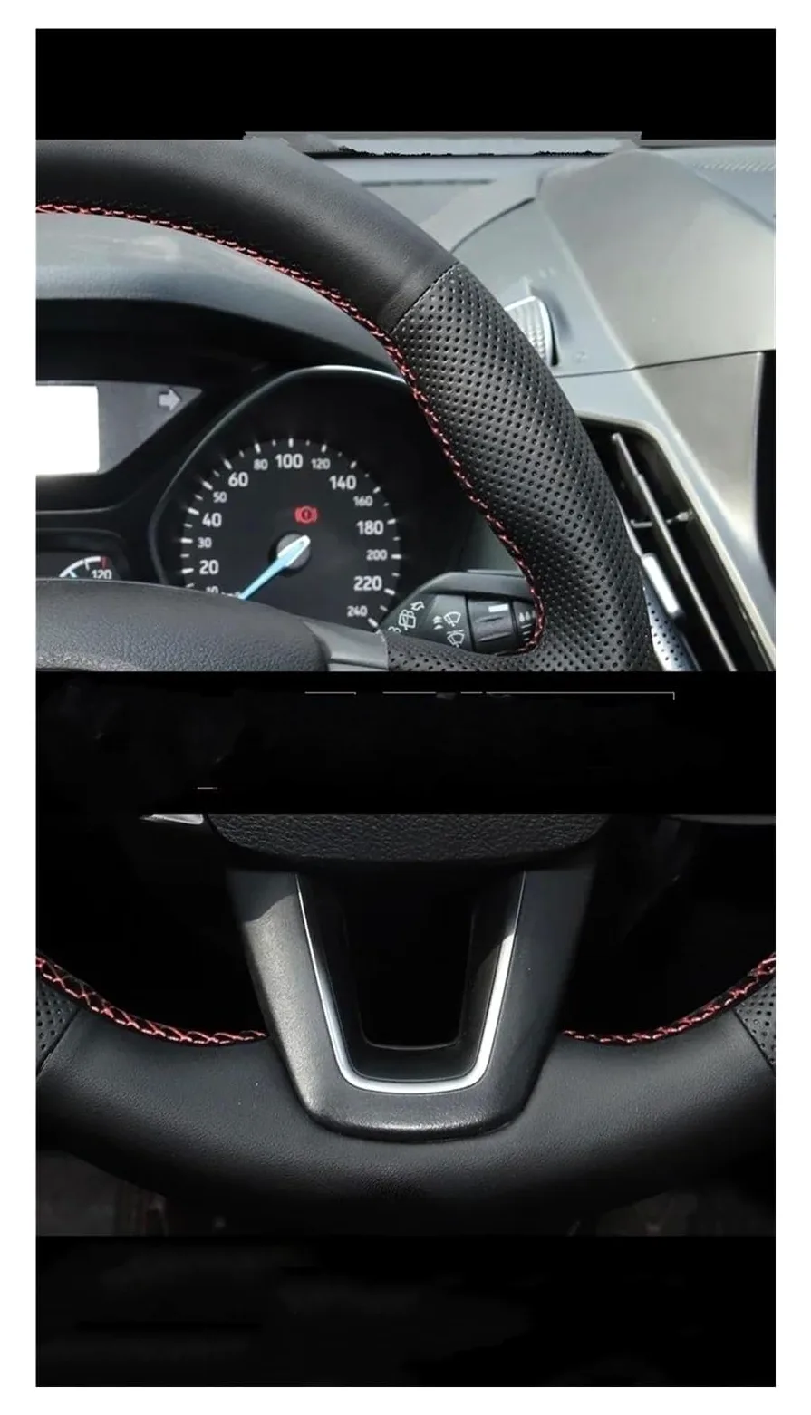 Cubierta Volante Coche Para Volvo Para XC90 Para XC60 Para XC40 Para V90 Para S90 Cuero Negro Protege Interior Funda Volante Coche Cosida A Mano(B)