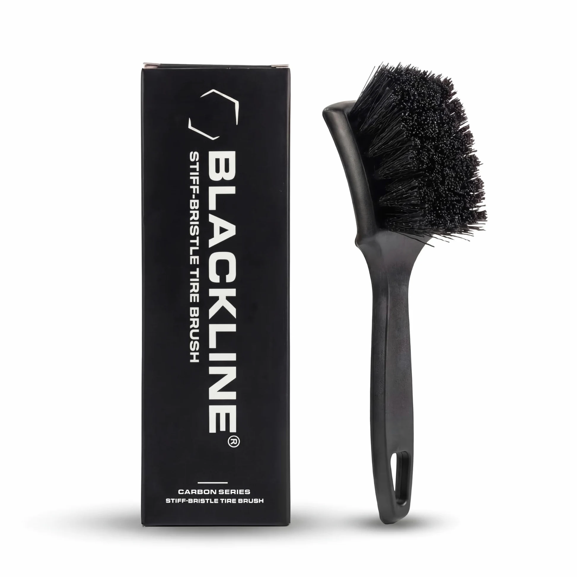 Blackline Cepillo de neumáticos de cerdas rígidas, herramienta de detalles de coche resistente para neumáticos, cepillo de limpieza profunda de alto rendimiento, ideal para eliminar suciedad y