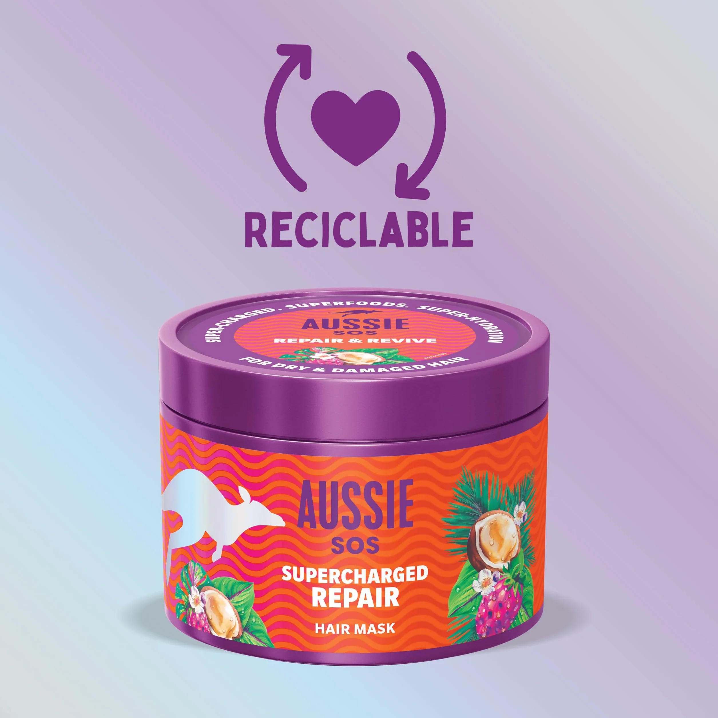 Aussie SOS Supercharged Repair Mascarilla Capilar 500ml Para Pelo Seco Y Dañado