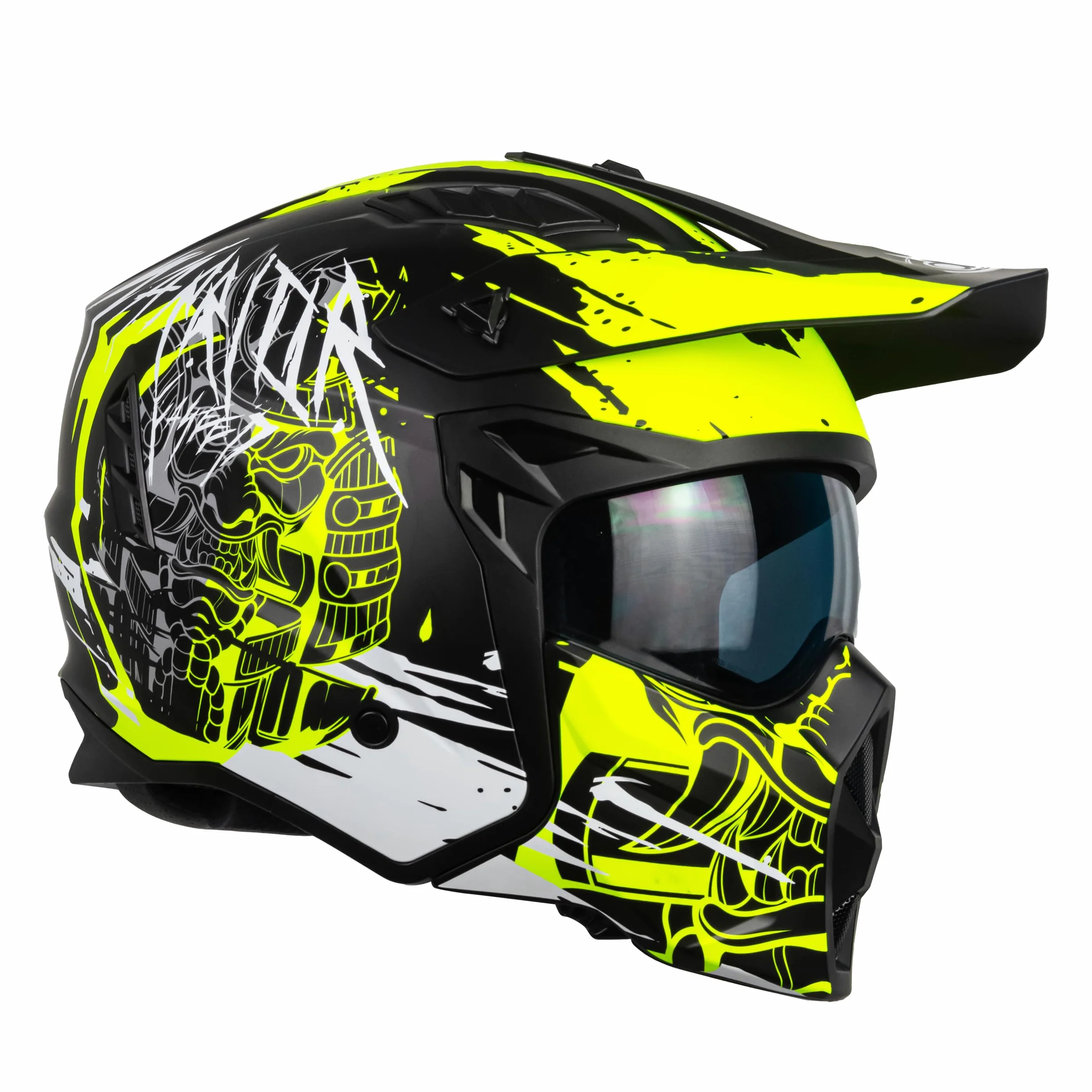 one by Camamoto | Casco para Scooter y Moto, Track Warrior Amarillo Jet, Negro Mate - Amarillo, Integral con Mentonera Extraíble, Homologado ECE R22-06, Talla XS (53-54 cm)