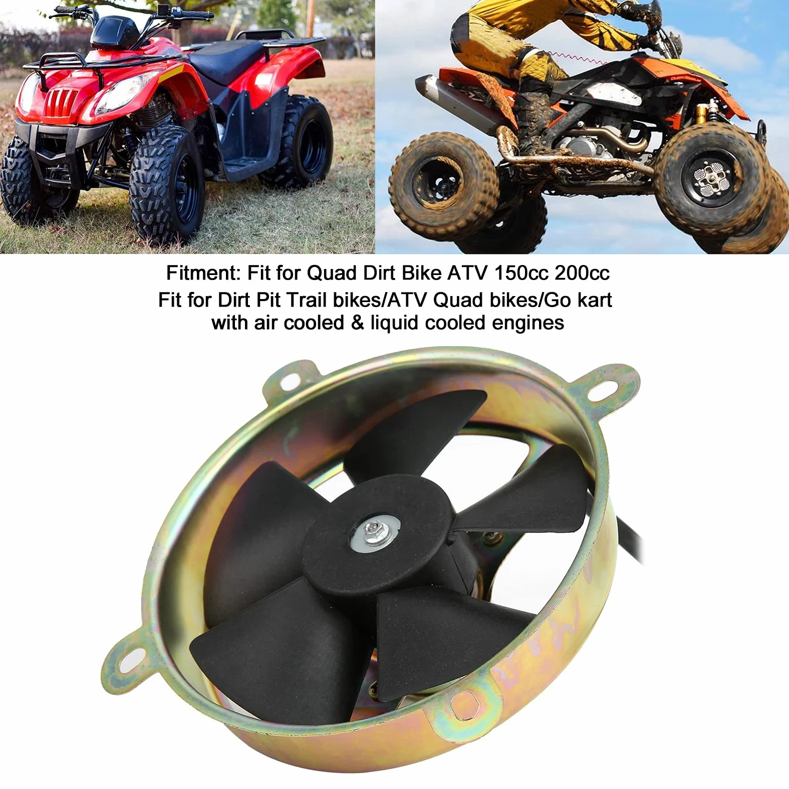 Ventilador de Refrigeración del Radiador, Ventilador de Refrigeración Eléctrico de 12 V para Quad Dirt Bike ATV 150 Cc 200 Cc