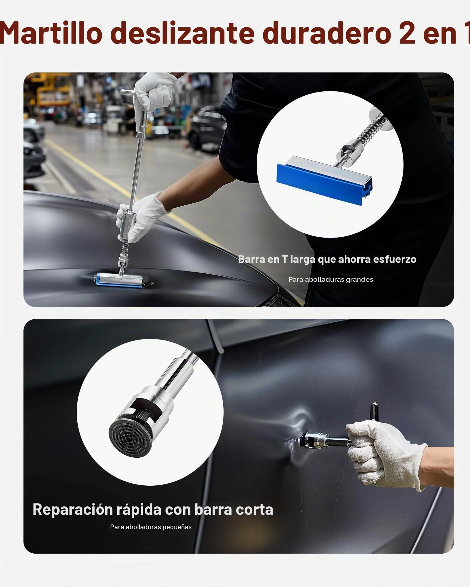 VEVOR Juego de Extractores de Abolladuras, sin Pintura, con Elevador Dorado, Martillo Deslizante, Barra T, Pistola de Pegamento y Herramientas a Eliminar Daños por Granizo en Carrocerías, 61 uds