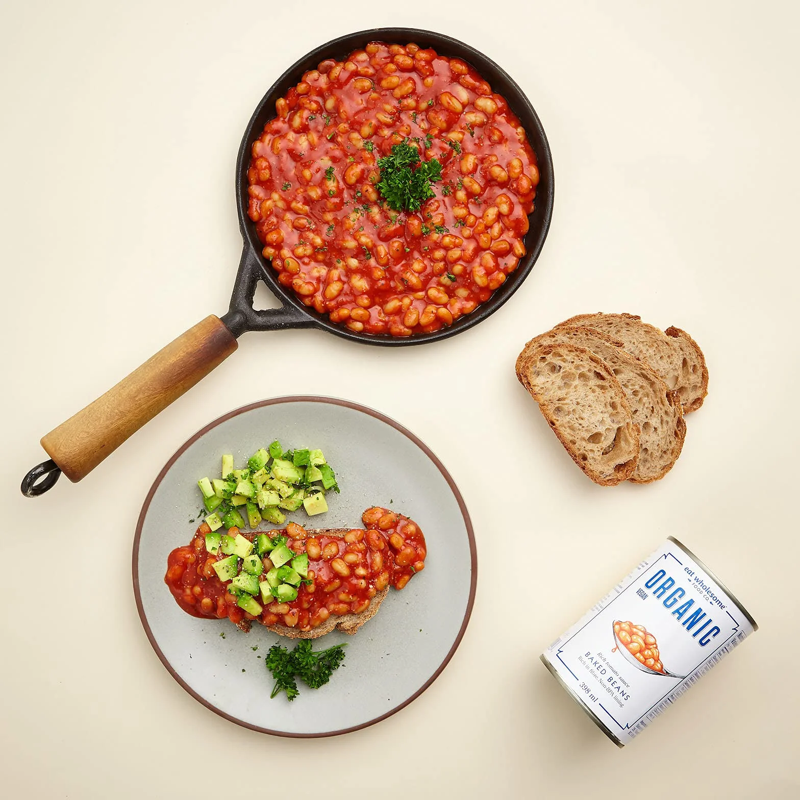 Eat Wholesome Frijoles Horneados Orgánicos 400g Paquete de 12 Salsa de Tomate Bajo en Grasa Vegano