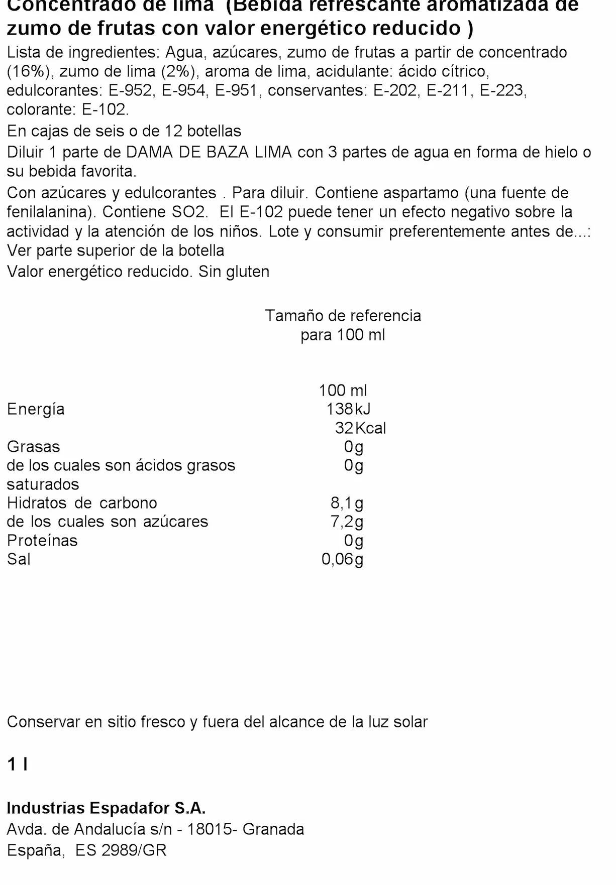 Dama de Baza Concentrado de Lima - 1000 ml
