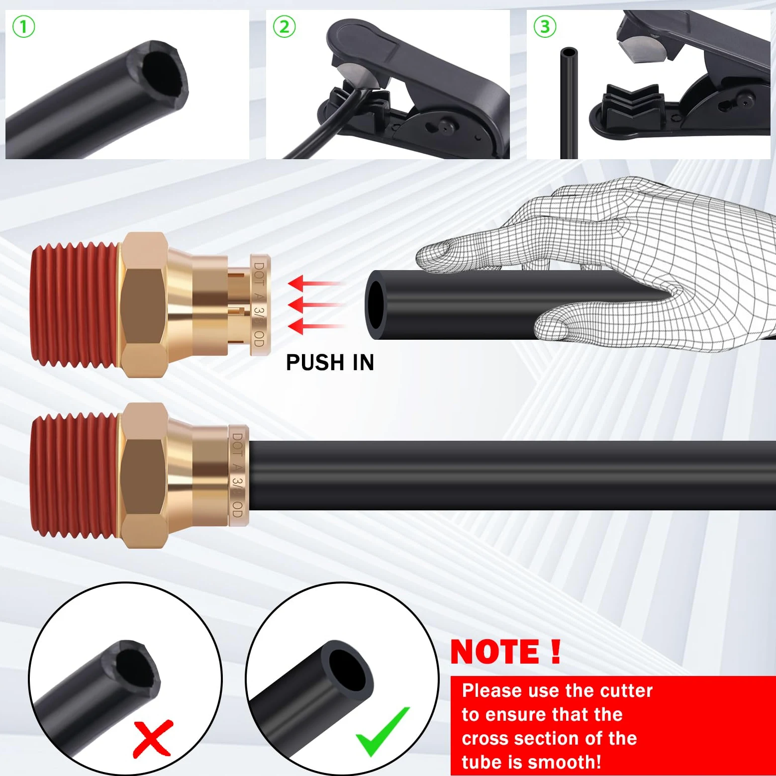 CheeMuii Accesorios de aire DOT de latón de 3/8 con kit de manguera de aire de 3/8 DOT de 3/8 pulgadas de conexión rápida DOT y línea de freno de aire PA12 de 3/8 pulgadas para remolque de