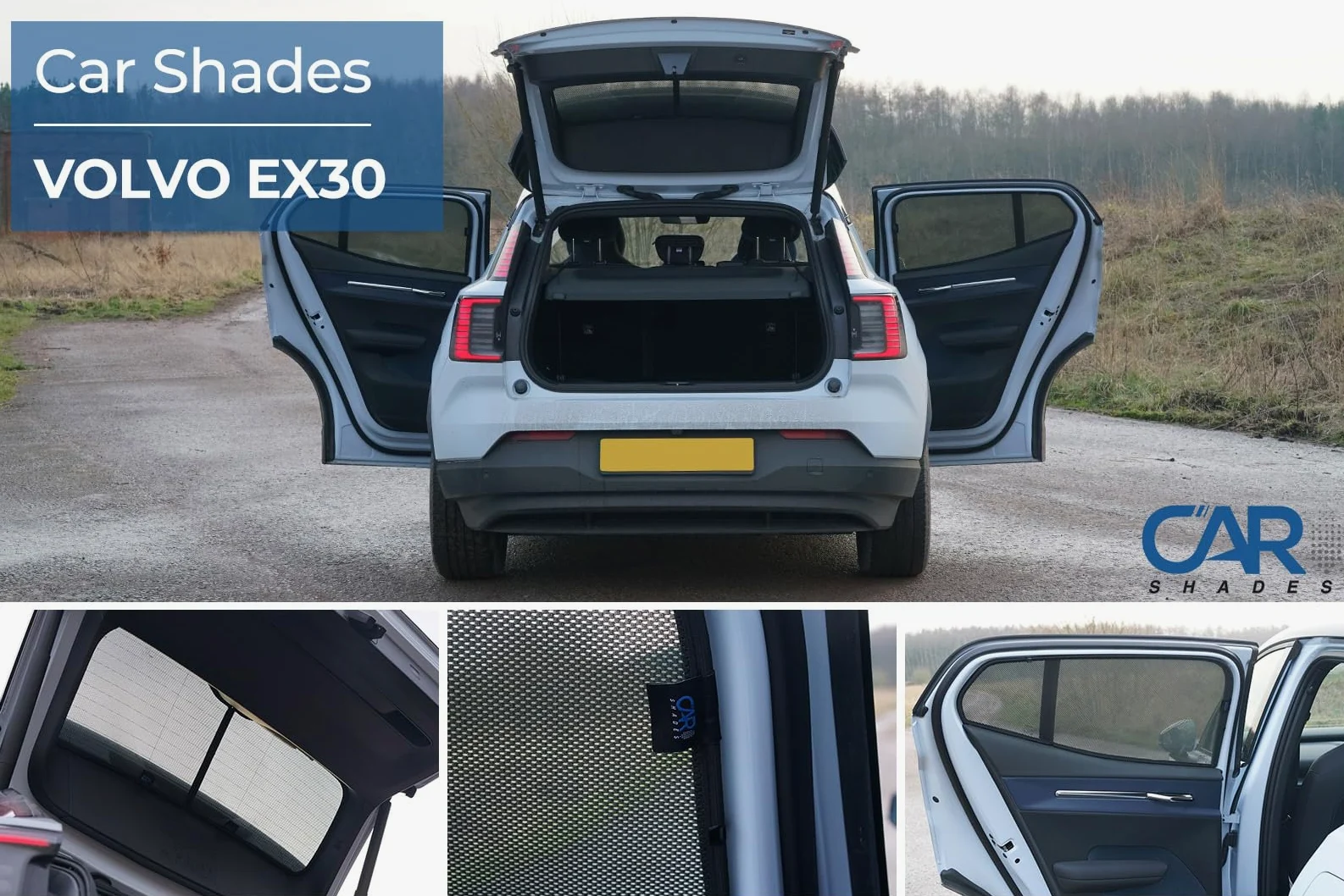 CAR SHADES Juego Compatible con Volvo EX30 2023- (4-Partes) cortinillas Parasol a Medida