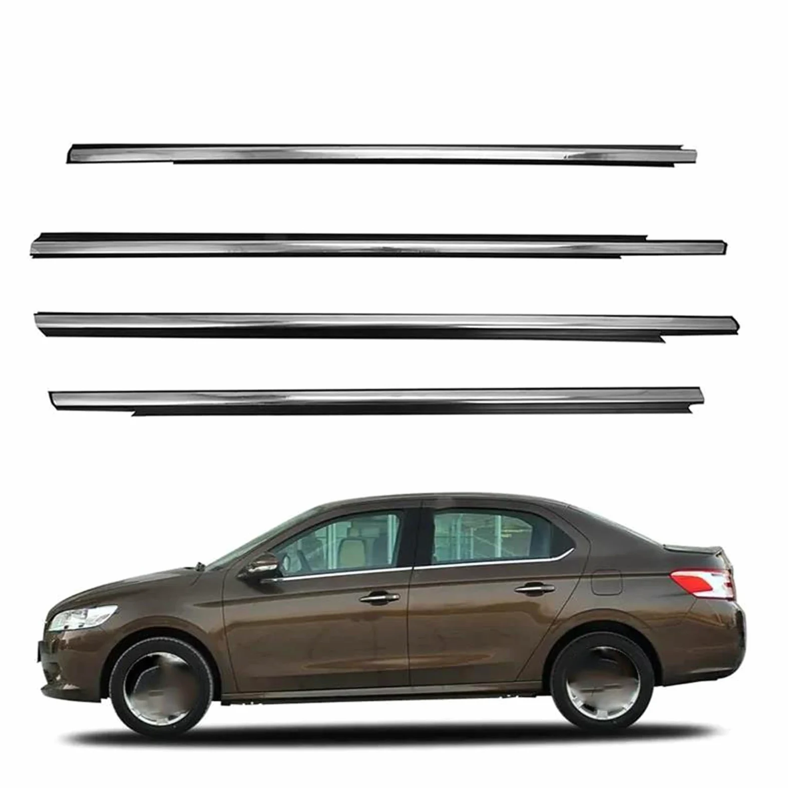 Burlete Aislante para Ventana Para Citroen Para Elysee 2014 2015 2016 Burletes Puertas Ventanas De Coche(Chrome)