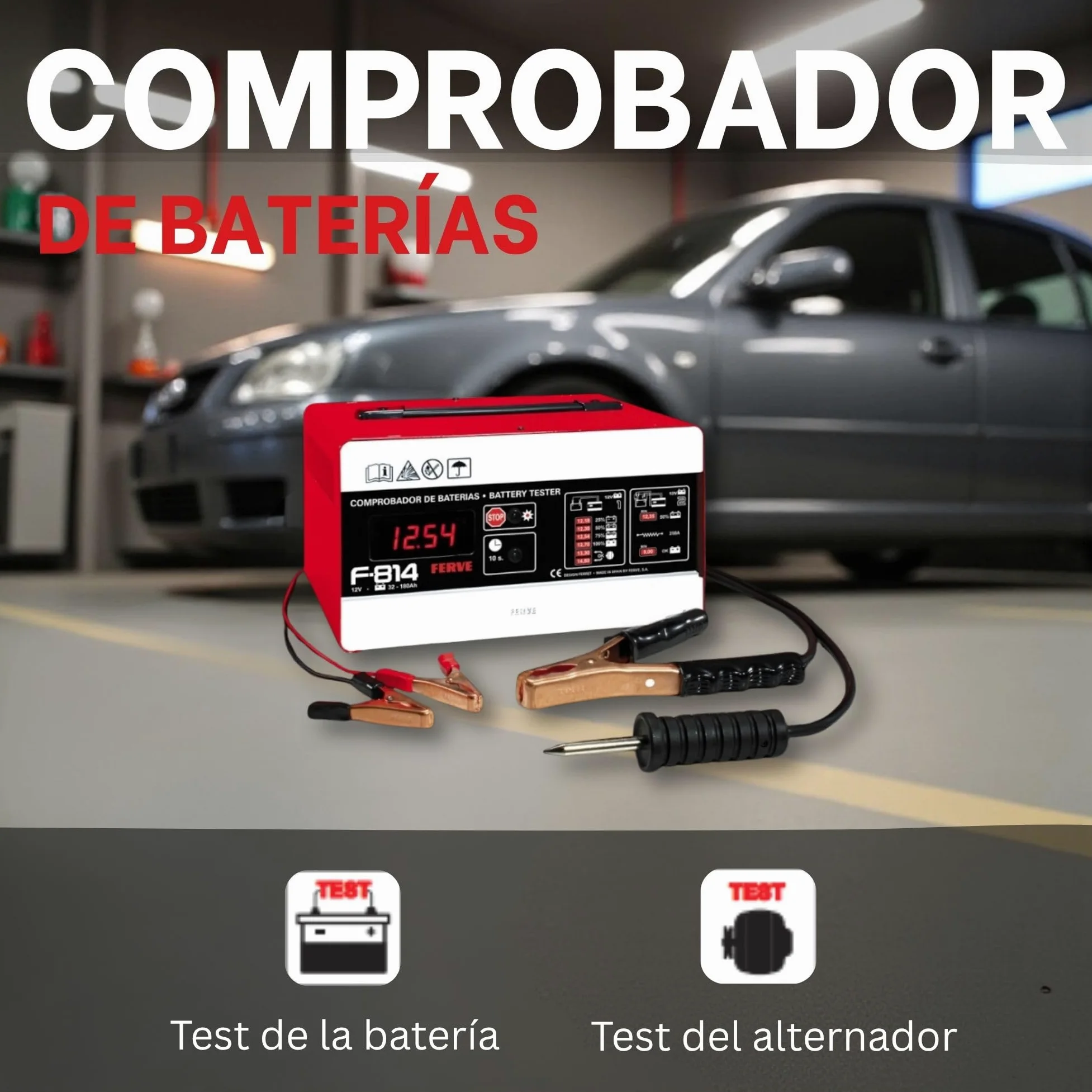 Ferve F-814 Comprobador de Baterías y Alternadores de 12V