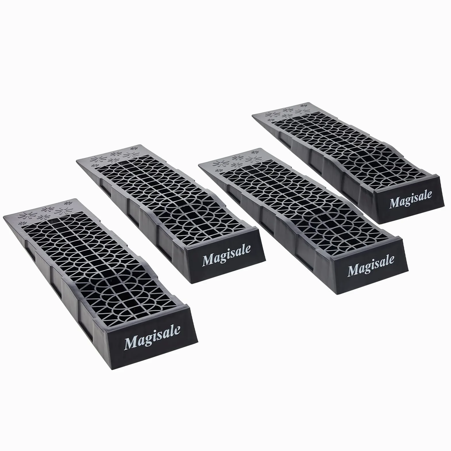 Magisale - Rampas de plástico de bajo Perfil para Servicio de Coche, 6 toneladas, rampas de vehículos Resistentes para Cambios de Aceite y Mantenimiento, Paquete de 4