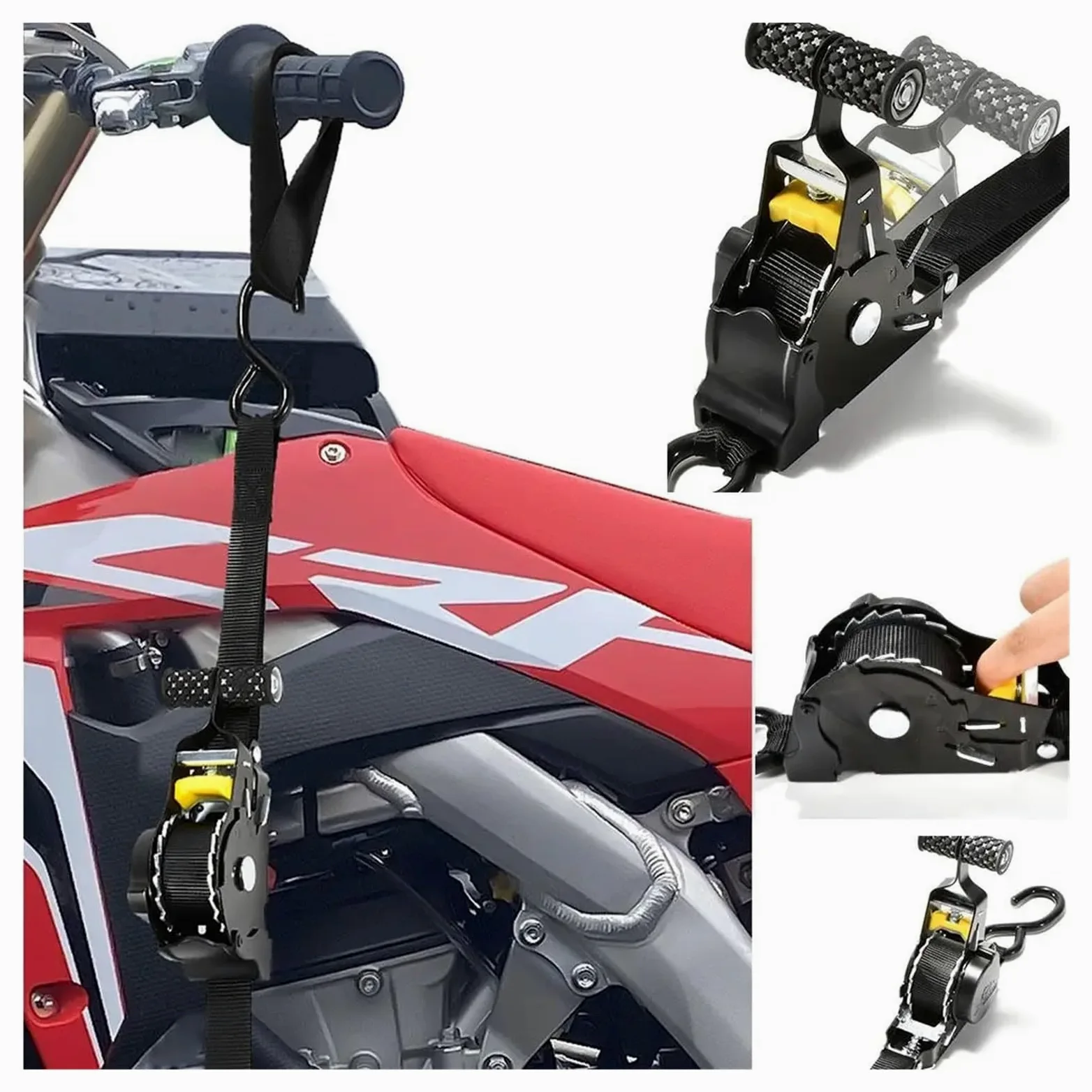 Juego de correas de amarre, Correa de trinquete automática antideslizante con ganchos resistentes y automáticos, correa for equipaje, resistente y duradera, cinturón retráctil for motocicletas. para c