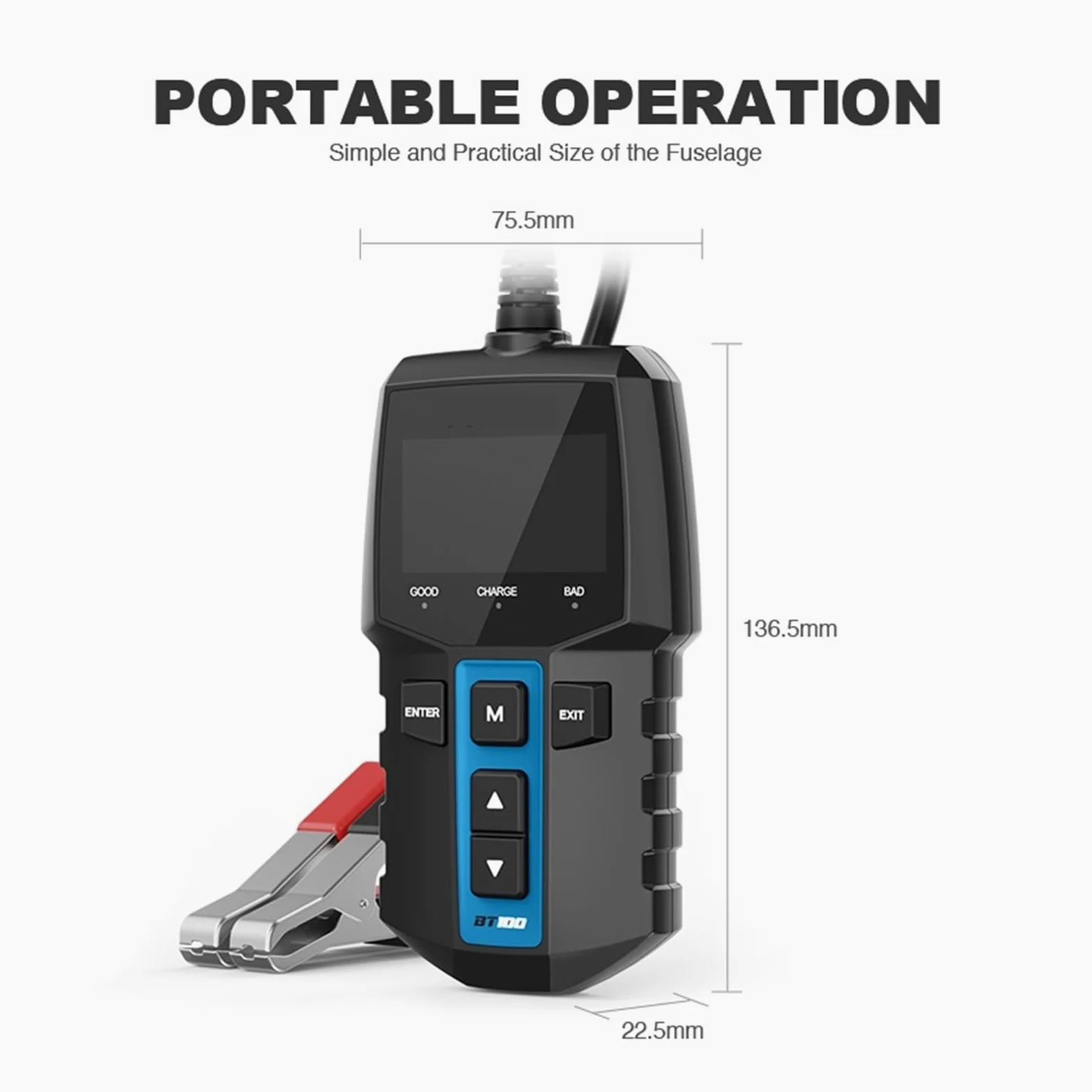 Comprobador de baterias, Probador de batería de coche BT100, probador de batería de diagnóstico automotriz Digital, herramienta de escáner de carga de arranque de vehículo