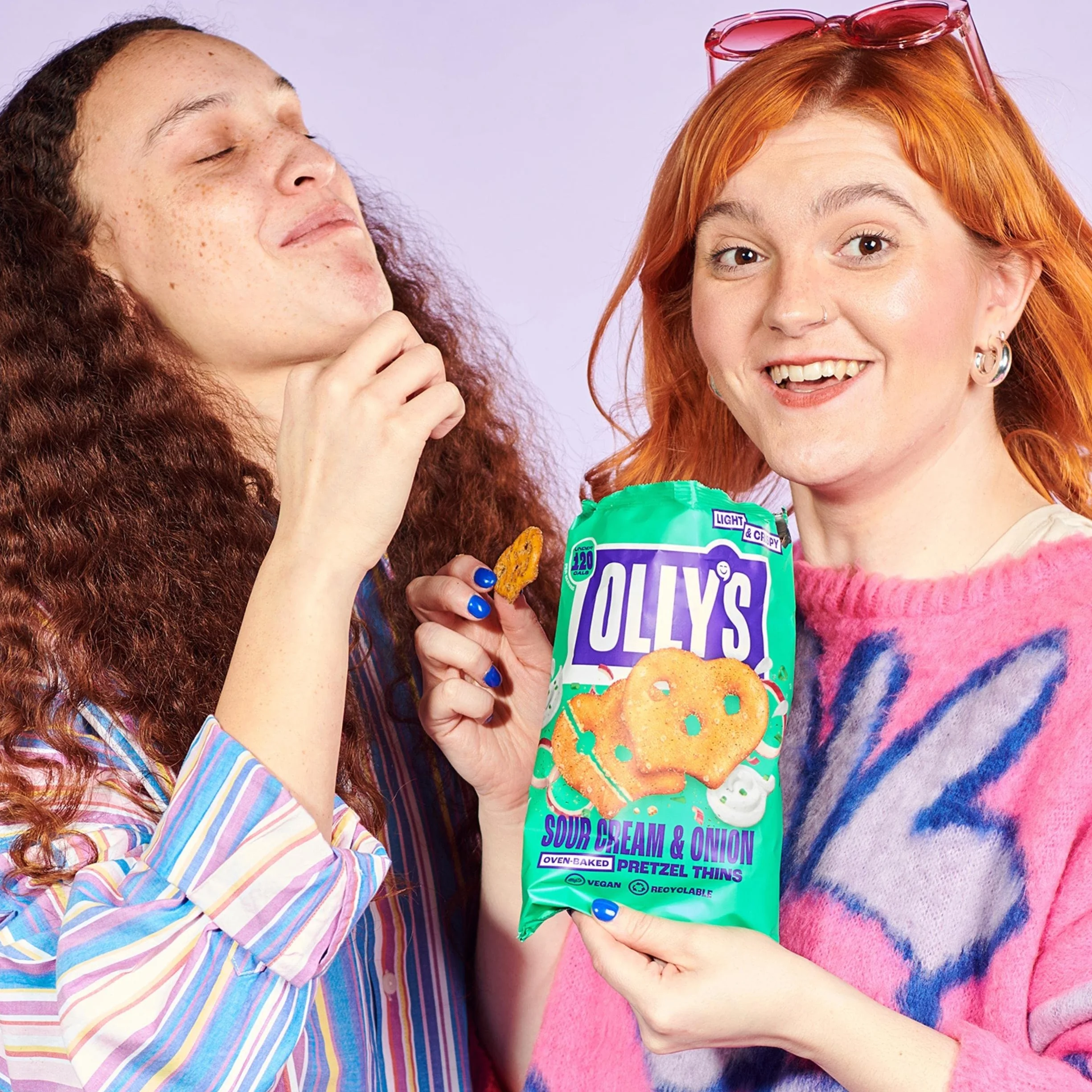 Olly's Pretzels horneados Sabor a Crema Agria y Cebolla, Snacks Veganos, Pack 7 bolsas x 140g