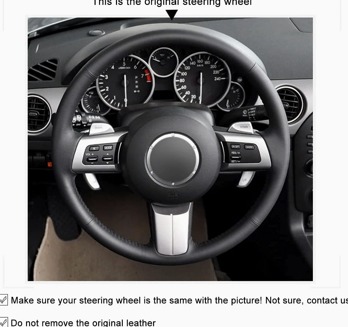 Funda de Volante de Cuero Genuino Cosida a Mano para Mazda MX-5 2016 2017 2018 2019. Interiores automotrices. Funda para Volante.