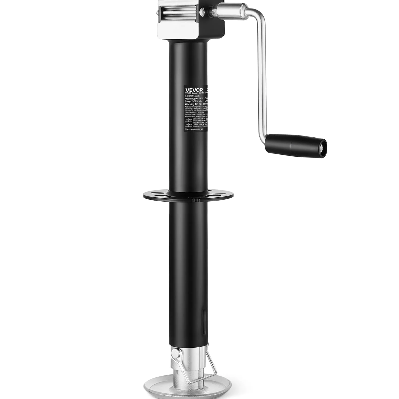 VEVOR Gato para Remolque Tipo A, 2267 kg, 381 mm, Pie Ajustable 7 Niveles