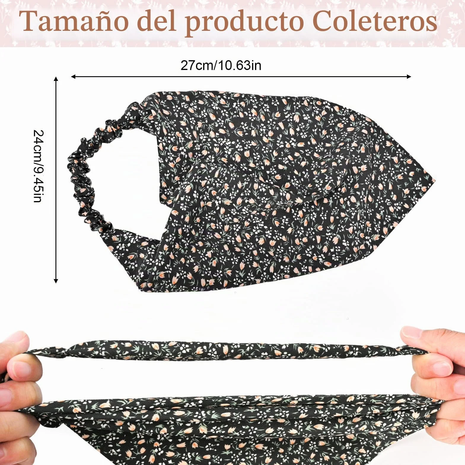 Pañuelos para mujer con flores, diademas elásticas boho de gasa, accesorio para el cabello para mujer y niña