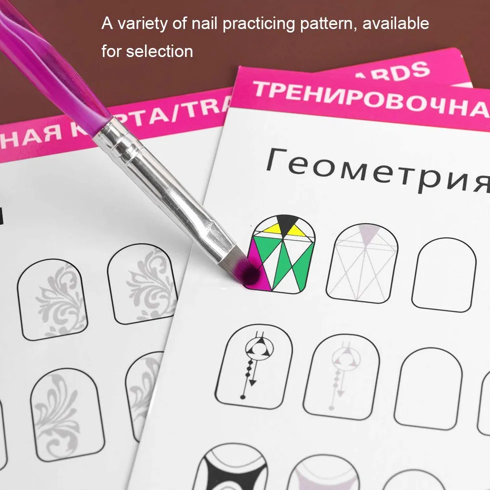 Plantilla de práctica de arte de uñas, libro de dibujo para principiantes, patrones tallados en diamante