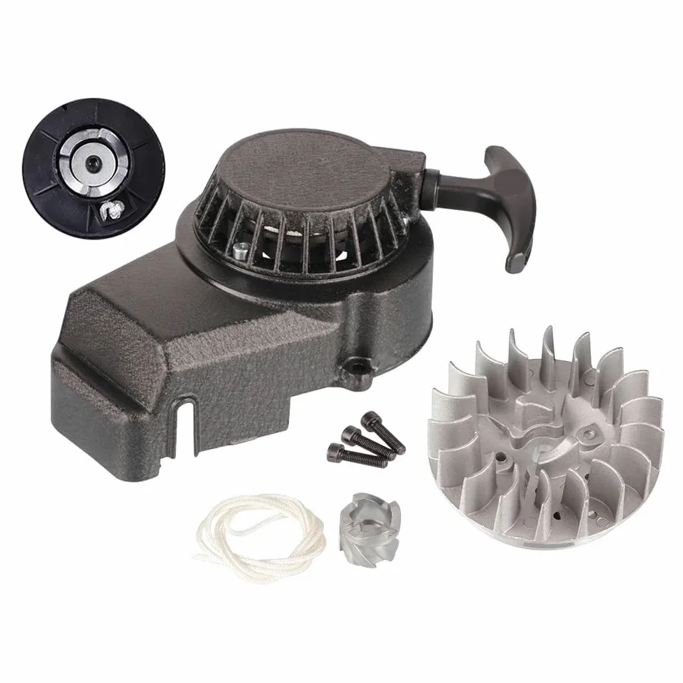 Motor de Retroceso de Bicicleta de Bolsillo de 47cc y 49cc, arrancador de tracción, Volante magnético Apto for MiN Moto Scooter de 2 Tiempos, Piezas de ATV Quad Dirt Bike for niños(B-Pull Starter)