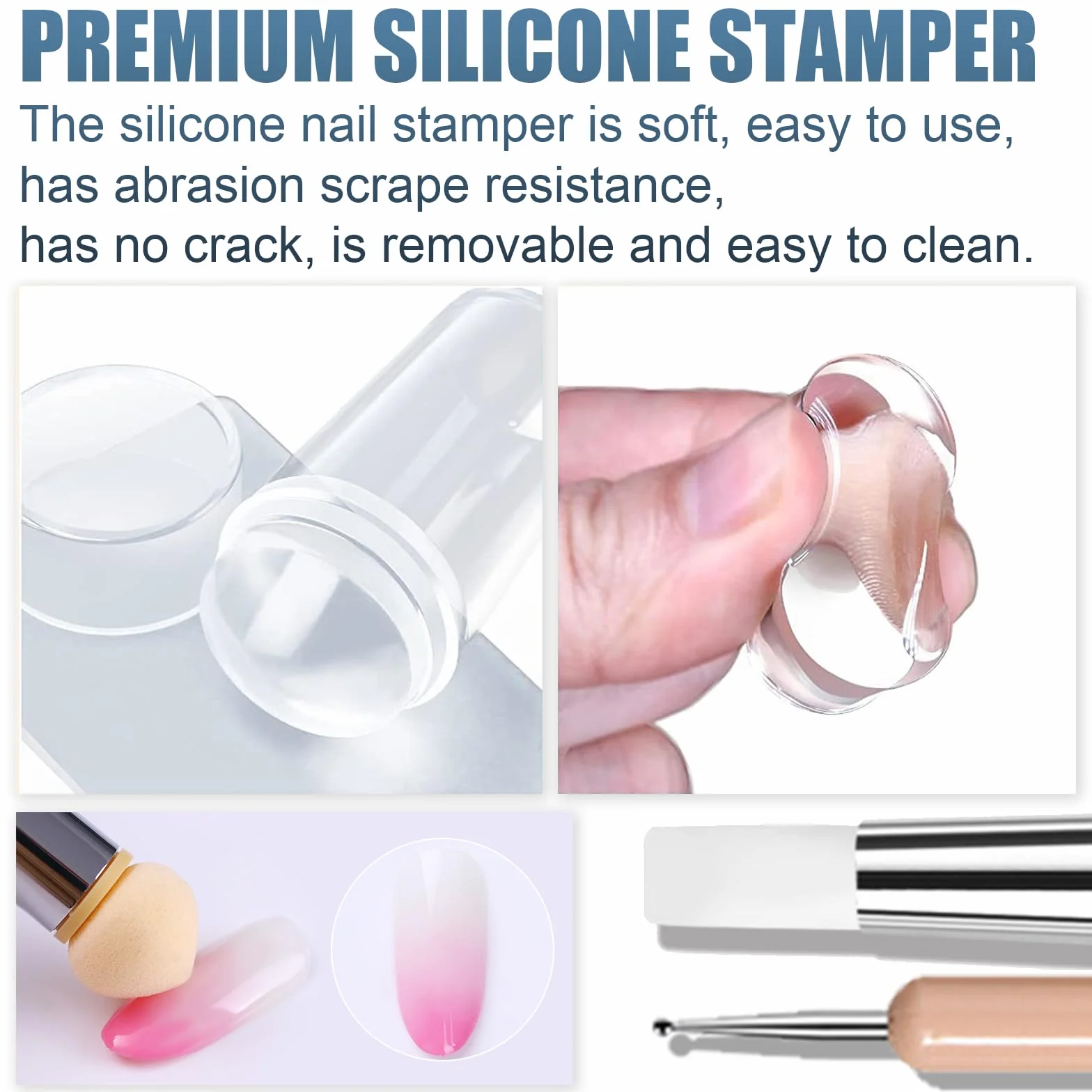 Nail Art Stamper 9 Pcs Placas Estampacion Uñas Nail Stamping Kit Sellos De Silicona Transparente