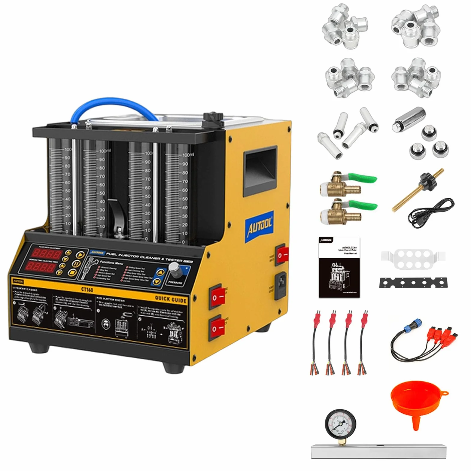AUTOOL CT160 220V Limpiador y Probador de Inyector de Combustible Automotriz de 4 Cilindros Máquina de Limpieza Ultrasónica