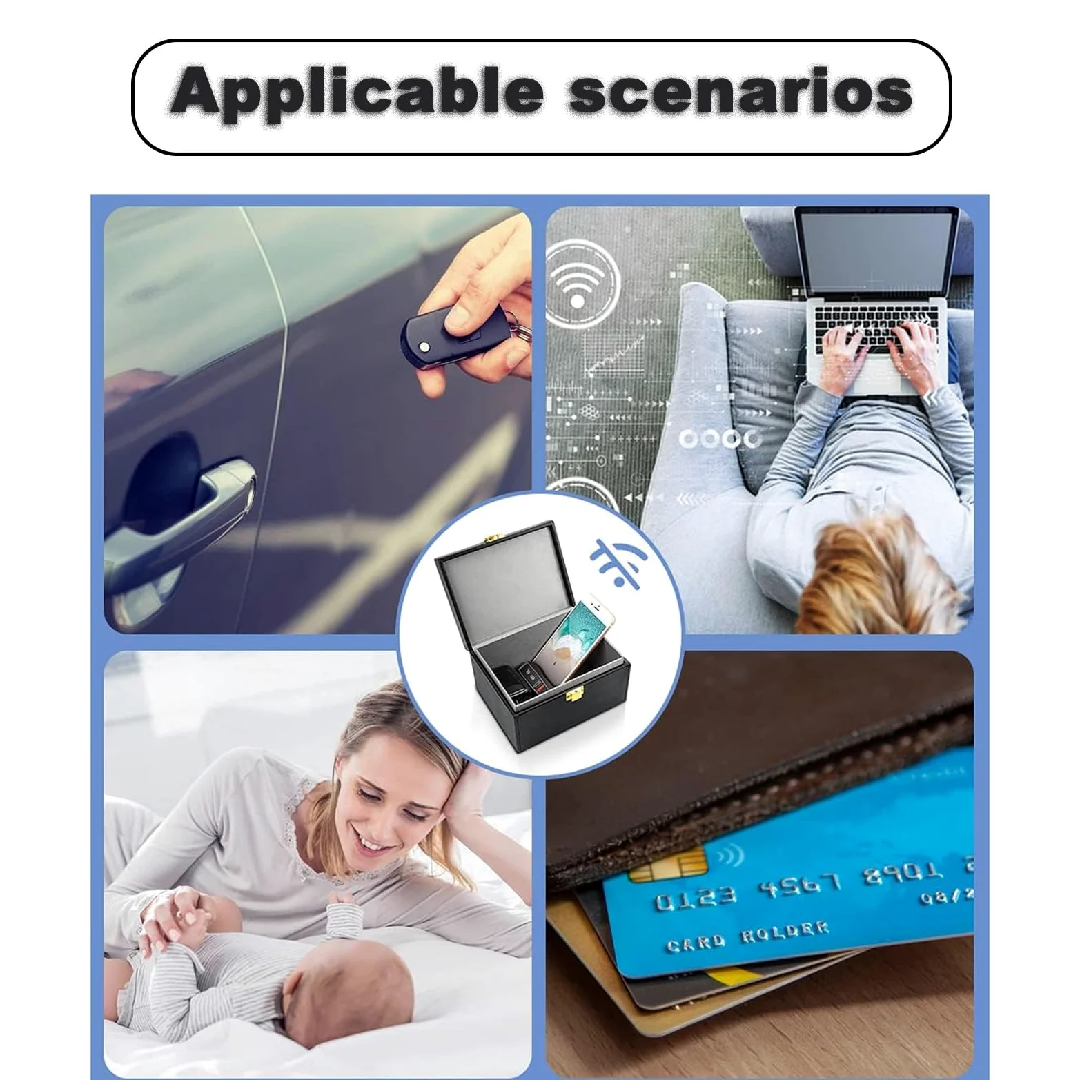 Faraday - Jaula de almacenamiento para llavero de coche, blindaje RF de grado militar para dispositivos electrónicos y móviles (17 x 12,3 x 9,5 cm)