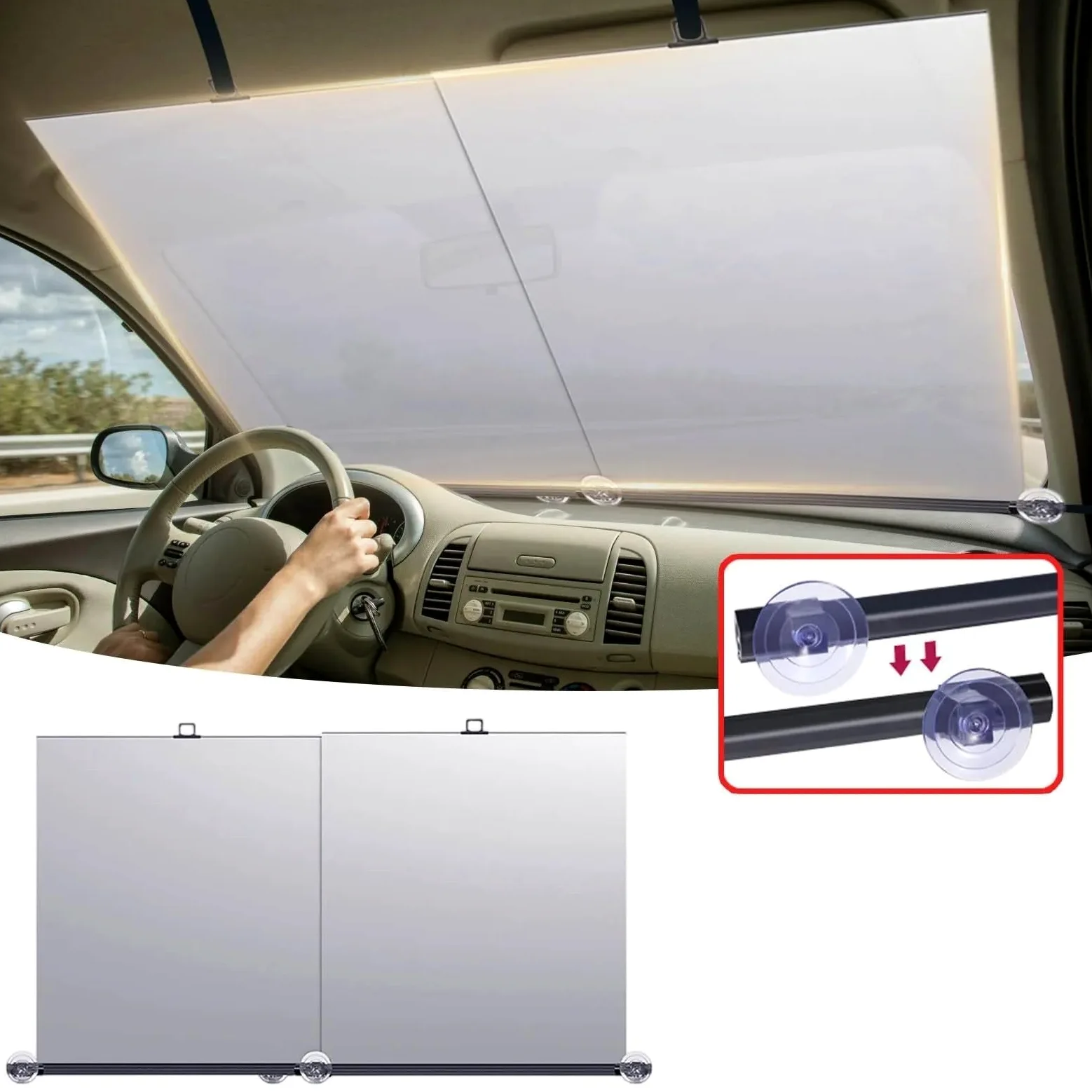 Parasol para Coche, Parabrisas Delantero Retráctil, Suministros De Verano Parabrisas para Coche
