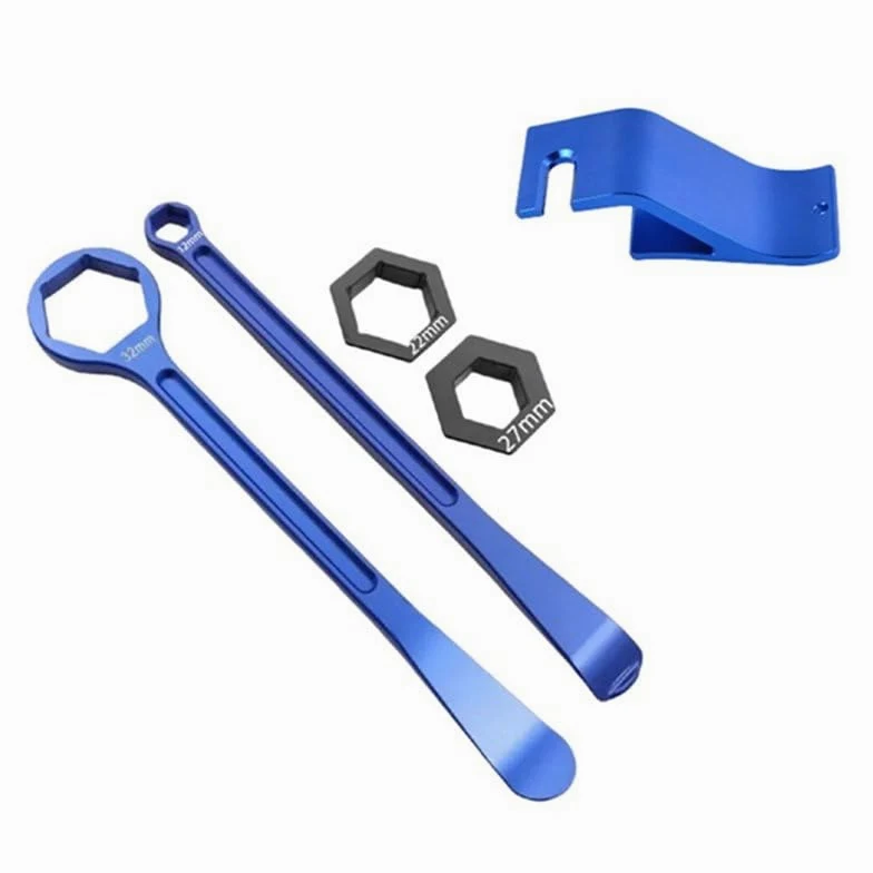 Kit de cambio de neumáticos de motocicleta, juego de llaves, herramienta de palanca de neumáticos, herramienta de cuchara de 10Mm/12Mm/22Mm/27Mm/32Mm, herramienta de reparación de neumáticos B | Blue