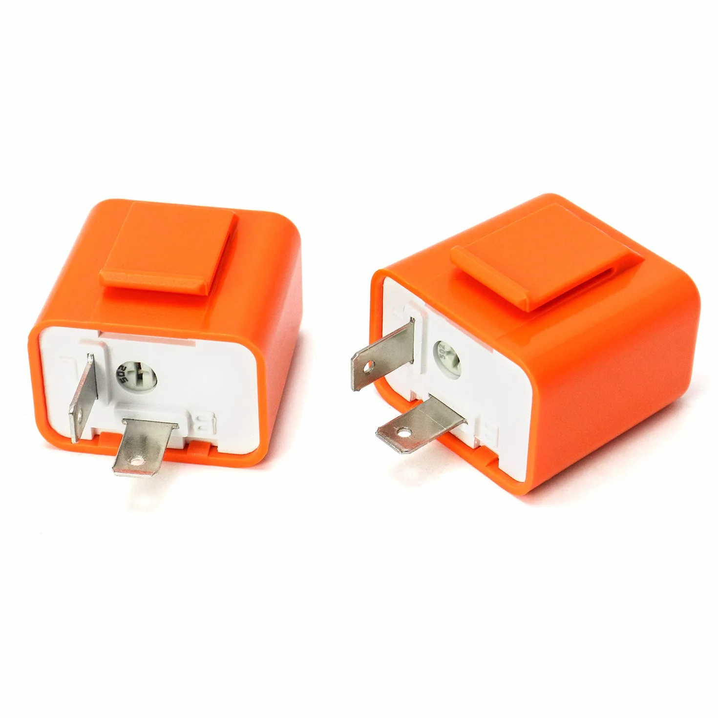 QWORK 2 Pin 12V Universal Relé Intermitentes, Relé LED Ajustable de Moto, Naranja, 2 Piezas