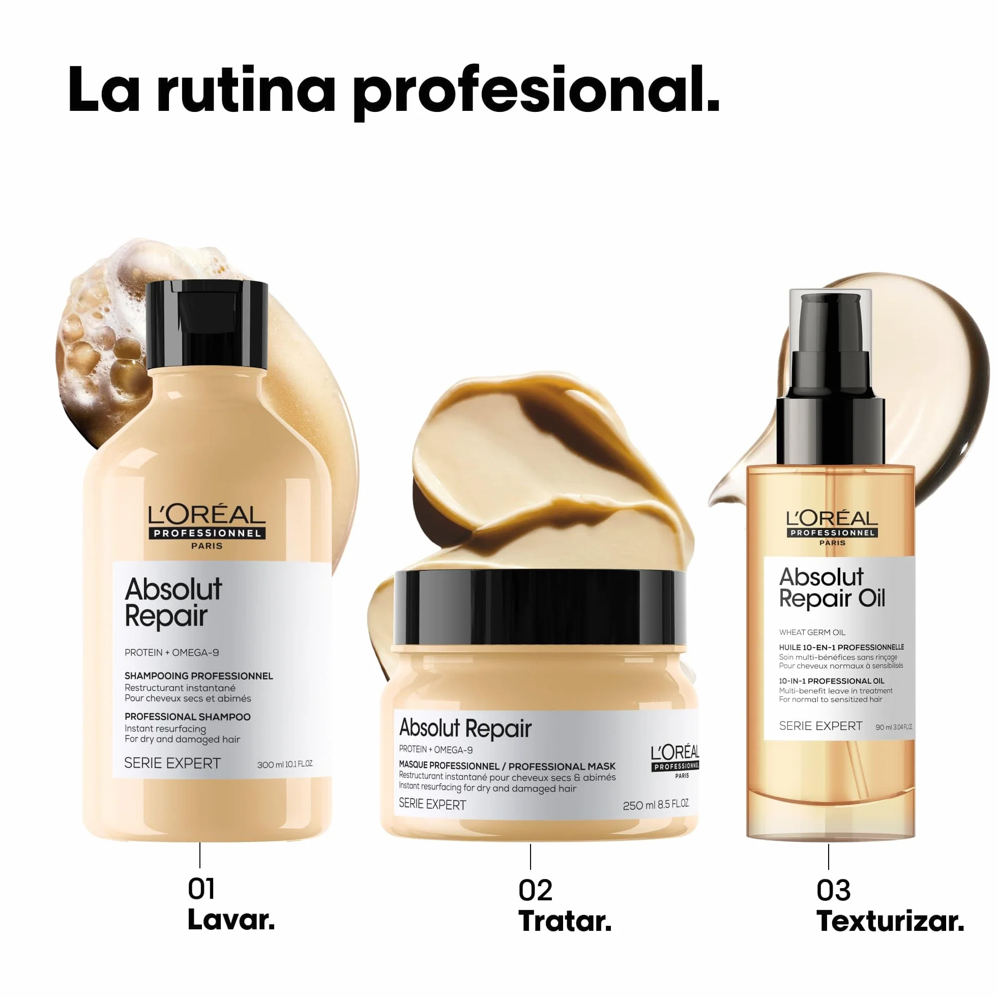 L'Oréal Professionnel Absolut Repair Aceite 10-en-1 Oil Tratamiento Reconstructor Pelo Seco Dañado 90ml