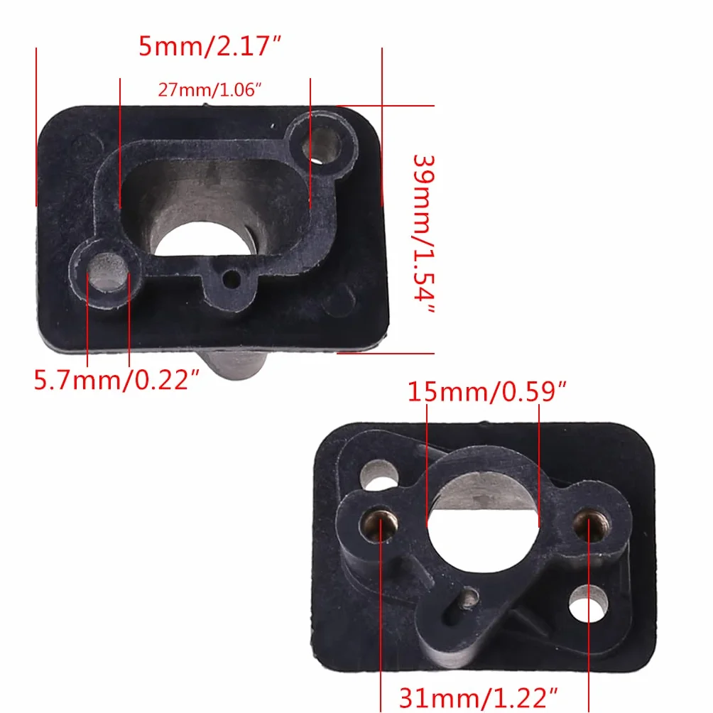 2 Piezas 40-5 43CC 52CC desbrozadora colector de admisión Conector de Base del carburador, Tubo de admisión, Adaptador de carbohidratos