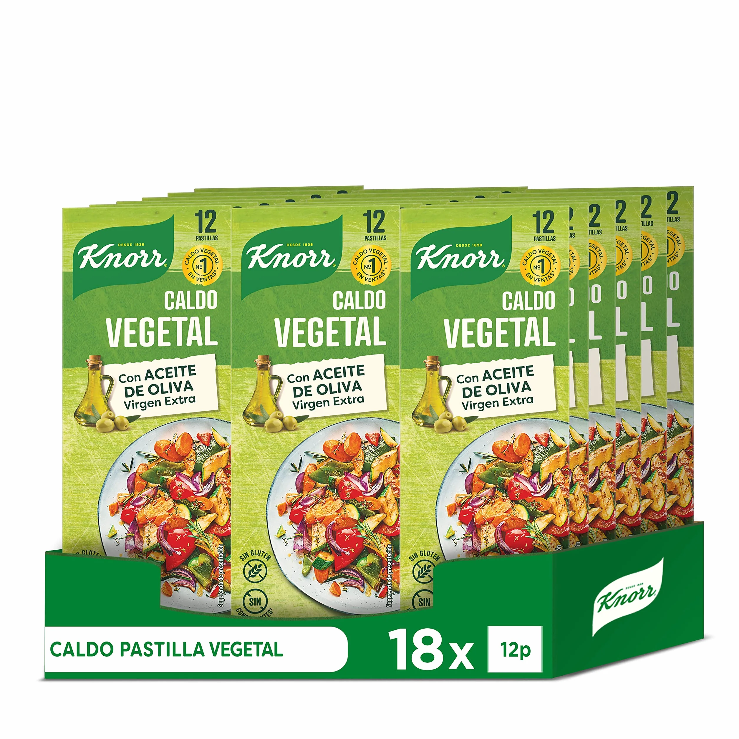 Knorr Caldo Vegetal 12 pastillas Pack de 18