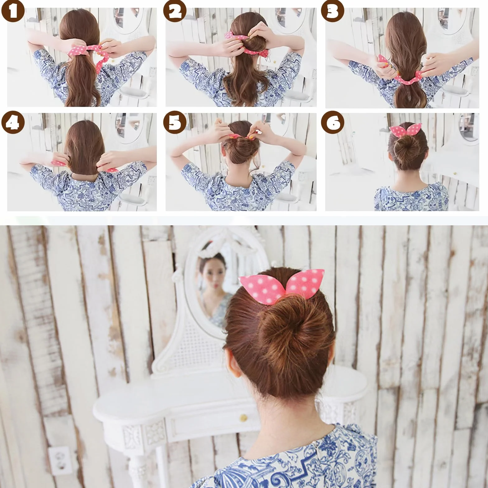 Donut Hair Bun Maker Spugna Schiuma Chignon per Ciambella 6 Pezzi Hair Styling Tools