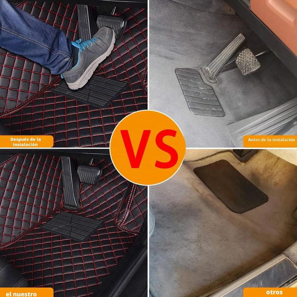Cobear Alfombrillas de Coche a Medida para el 98% de los Modelos de Coche Alfombrillas Protectoras de imitación de Cuero Antideslizantes y aptas para Cualquier Clima Negro y Rojo