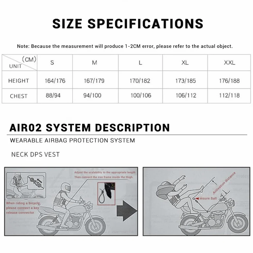 Chaleco De Seguridad Chaleco reflectante Motocicleta Bolsa de aire Air-Bag Chaleco Airbag Moto Reflective Seguridad Chaleco Profesional Bolsa de aire avanzada Ropa reflectante Chaleco Reflectante(Blac