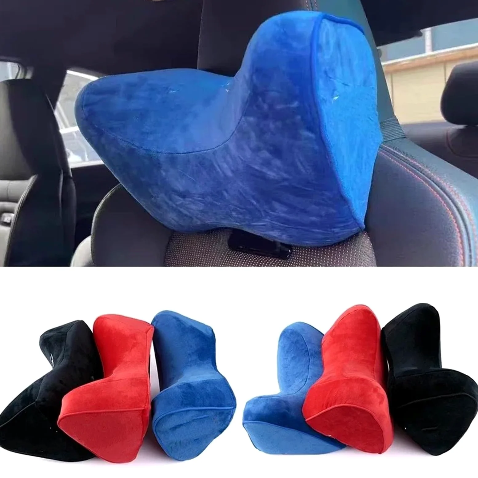 Headrest For Car Seat Reposacabezas de tela para asiento de coche de carreras modificado, almohada protectora para el cuello, almohadilla creativa para reposacabezas y hombros.(Black)