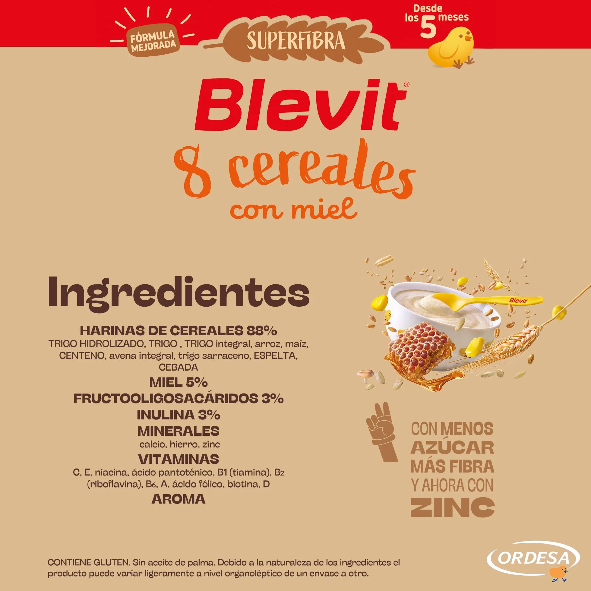 Blevit Superfibra 8 Cereales con Miel 500g Papilla para Bebé 5 Meses