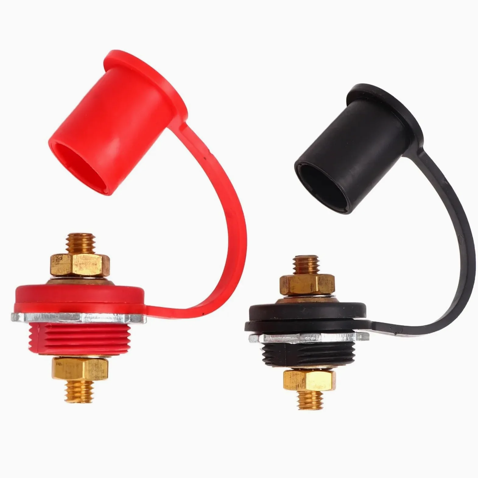 1 par de terminales batería Panel pasante 250A rojo negro poste unión perno 3/8 pulgadas para coche para marina para RV autopartes