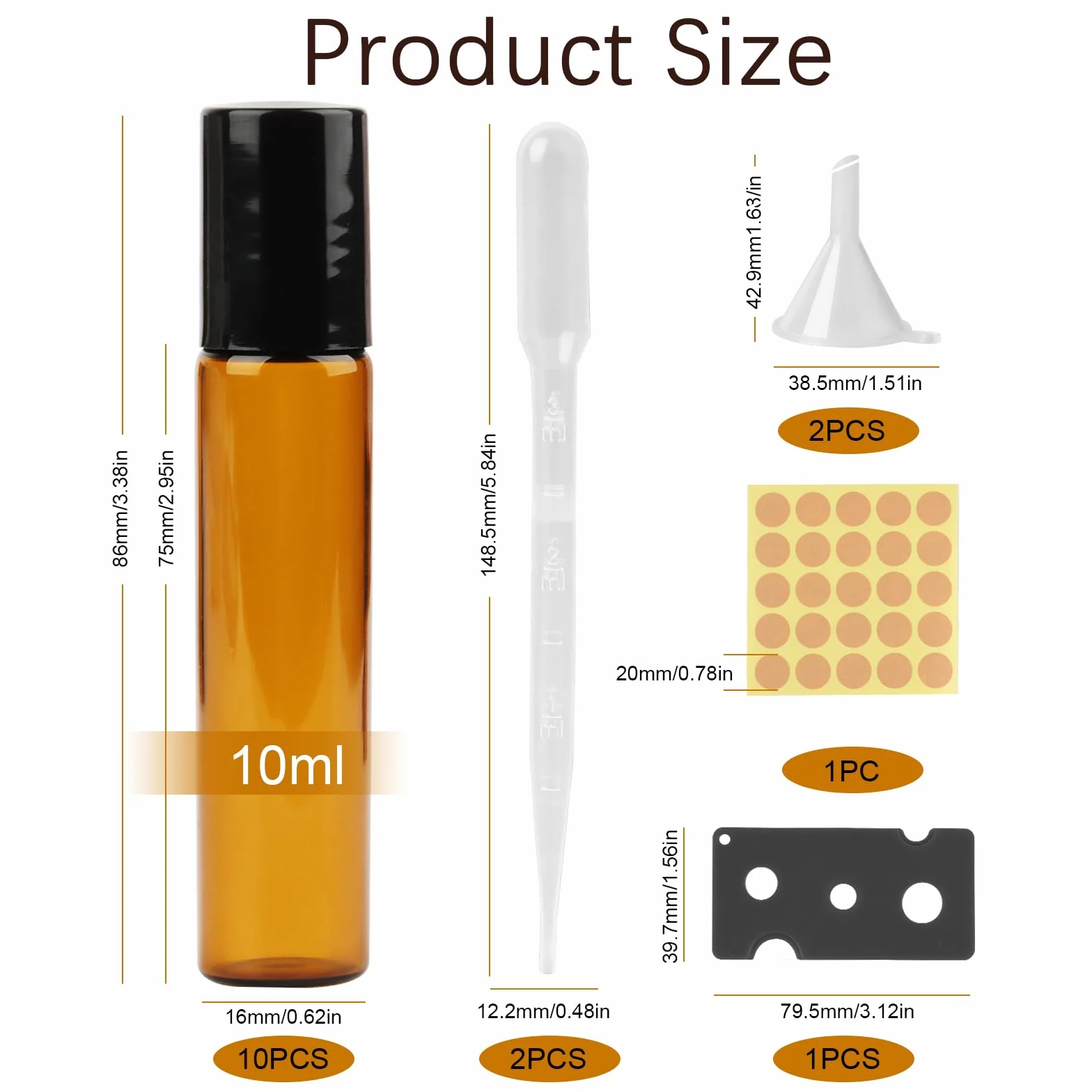 Botellas de vidrio roll-on vacías 10 ml para aceite esencial con rodillo inoxidable