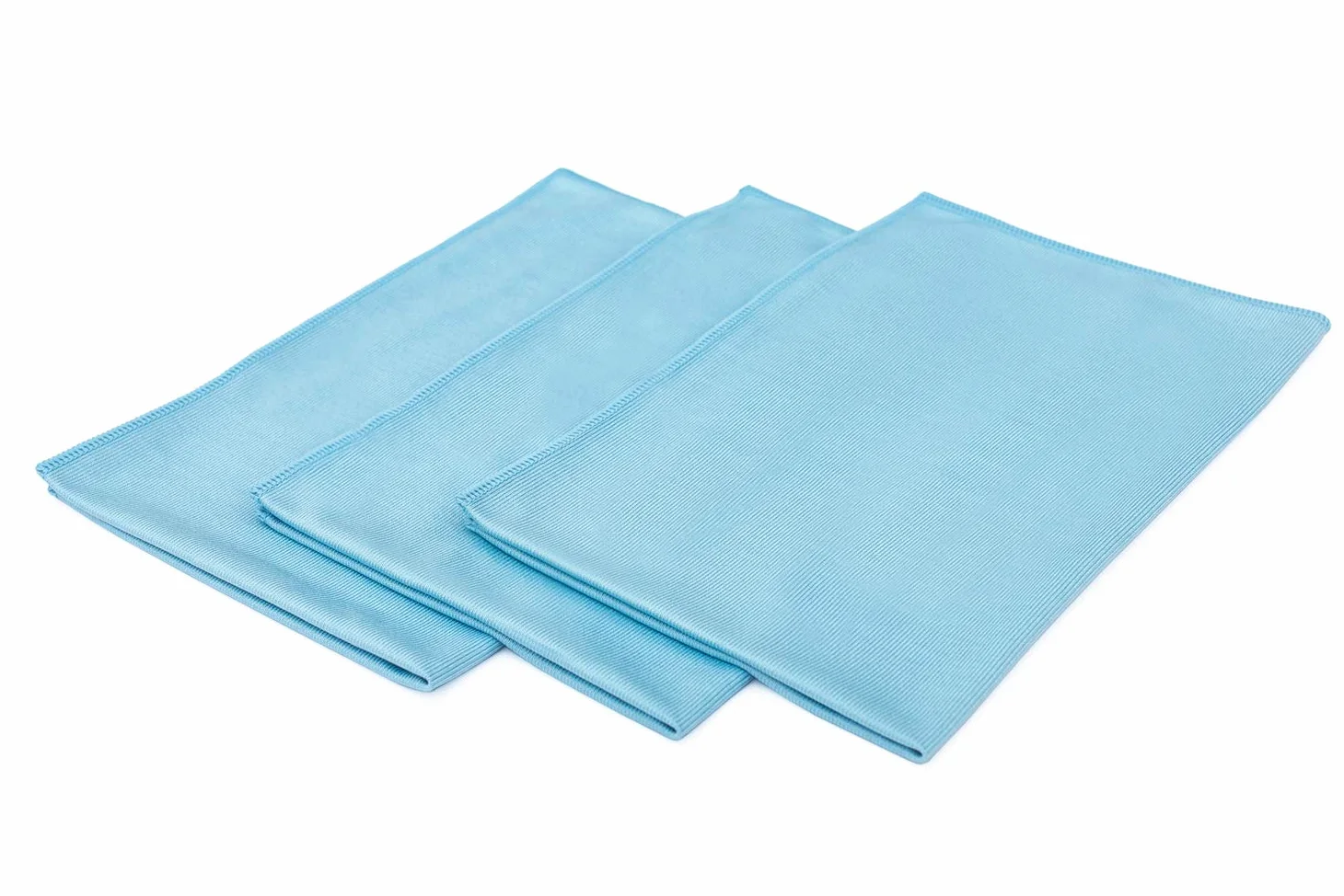 The Rag Company - Paño prémium para Ventanas, Vidrio, Espejo y Cromo, Mezcla de Microfibra Coreana Profesional 70/30, sin Pelusas, sin arañazos, 350 gsm, 40,64 x 60,96 cm, Azul Claro (3 Unidades)