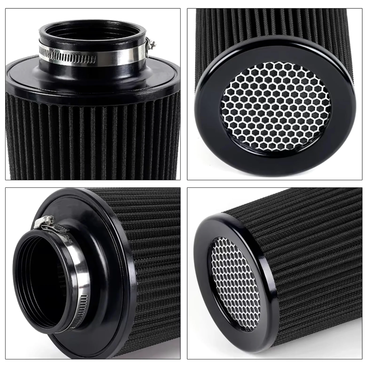 76 Mm 3" Race 10.6" Universal Filtros Aire Cónicos Lavables OFI142 Filtro de aire motor coche | Filtro de aire de entrada de aire frío de alto flujo para automóvil alto(Blue)